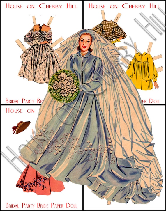 Bride Printable Paper Dolldigital paper doll by HouseonCherryHill
