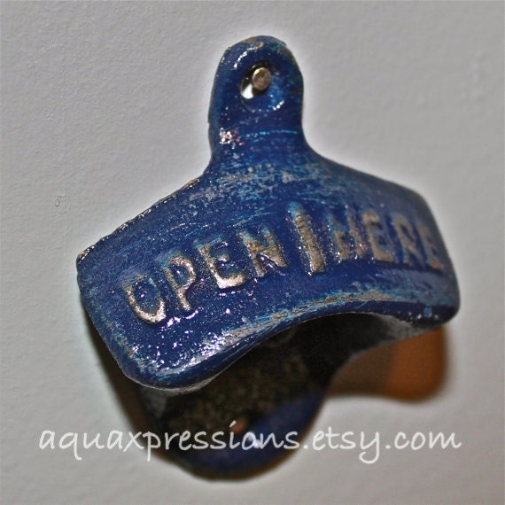 Navy Blue Bottle Opener /Cast Iron /Vintage, Retro Feel /Kitchen, Mancave, Game Room, Patio  Hangout /Metal