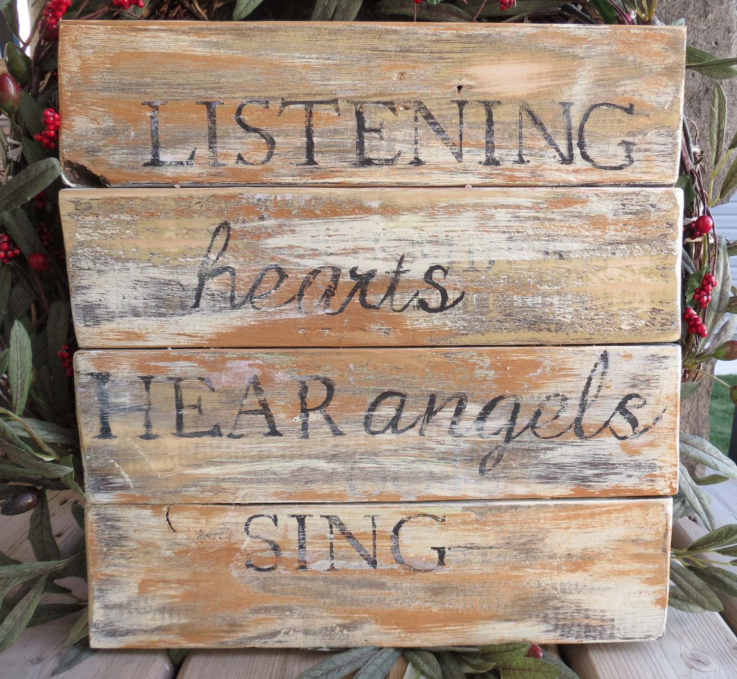 Distressed Wood Plank Sign Rustic Cottage Western