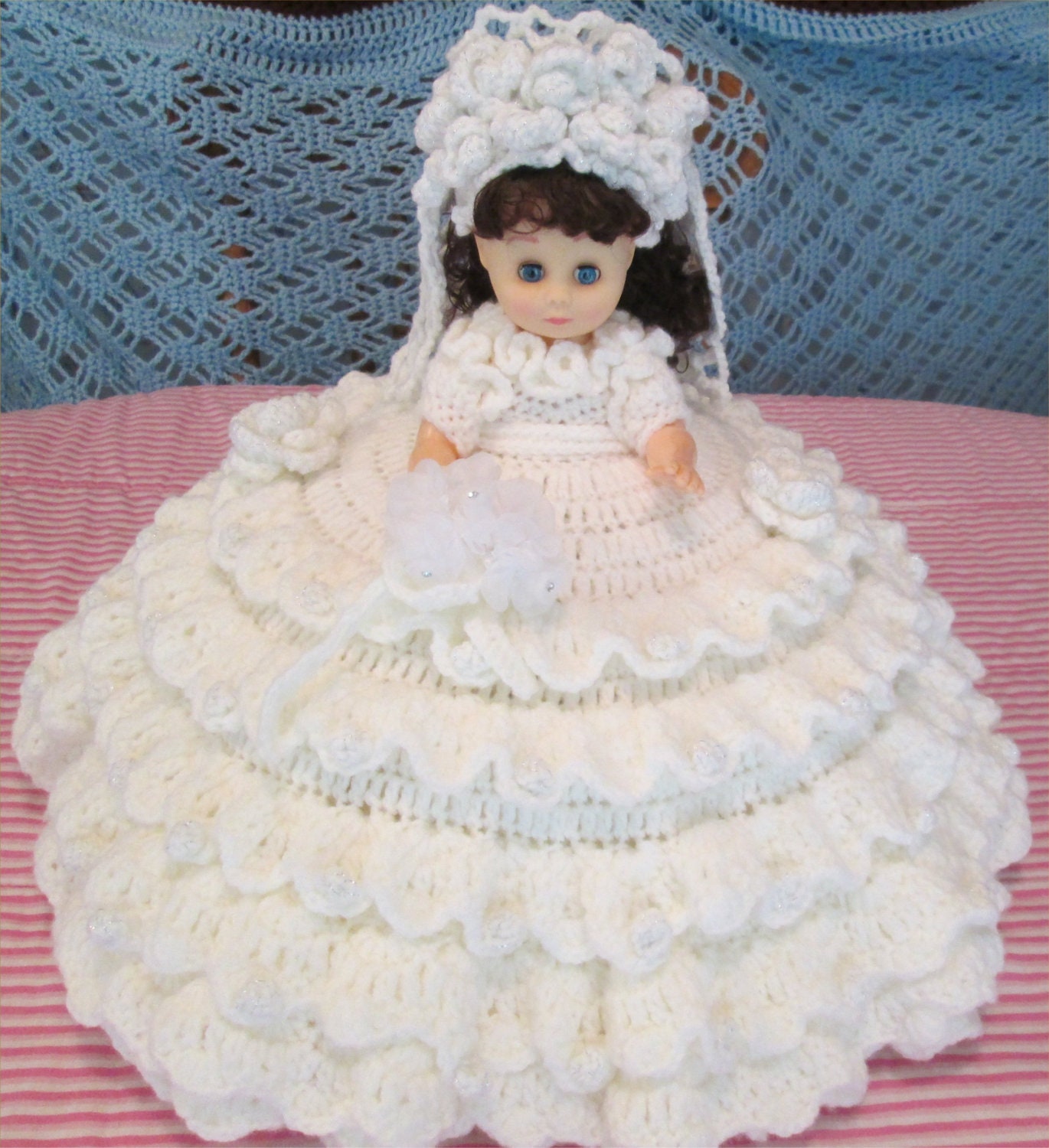 Crochet Bed Pillow Doll Bride