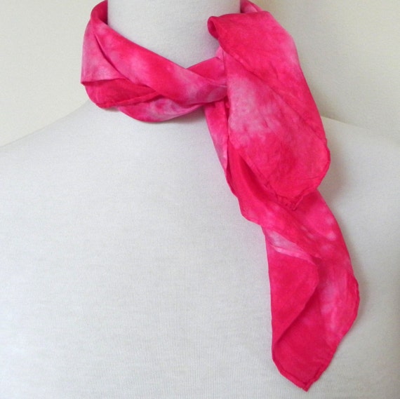 Square Silk Scarf Hand Dyed Rose Red 21 inch by RosyDaysScarves