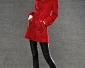 100% Red winter jacket for women cashmere coat warm coat