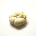 Sale Pincushion / Pin Cushion Pastel , gift for crafter , Felt Flowers Beige Polka Dot , White and yellow