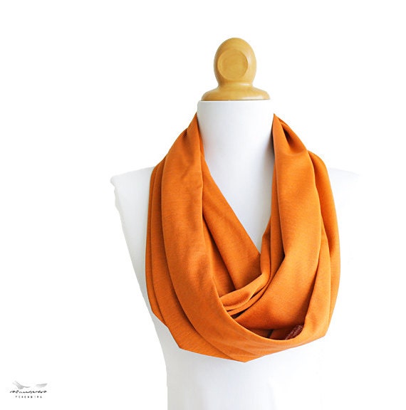 Extra long infinity scarf for men orange by FoxenbergScarves