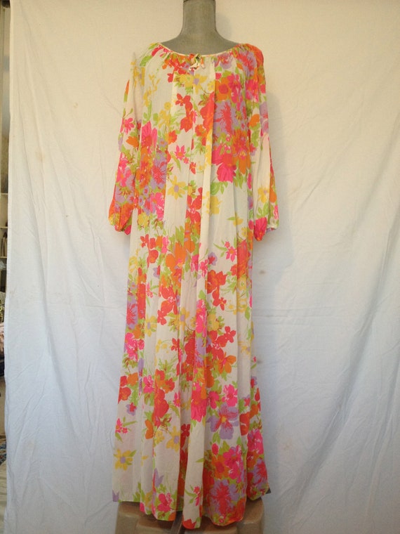 flower mou mou maxi nightgown dress size Medium to by TheWabiSabi