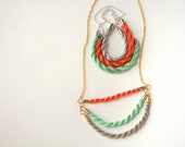 Taupe, Teal & Tangerine Cotton Candy Tiered Rope Necklace