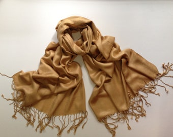 gold pashmina scarf, camel pashmina shawl, gold bridesmaid shawl, gold bridal wrap, gold wedding wrap, gold scarf, gold shawl