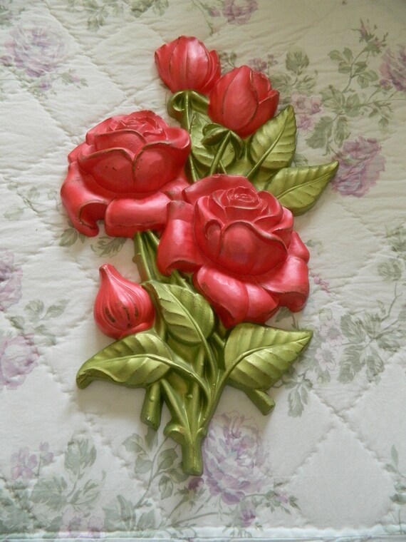 Vintage Shabby Chic Roses Wall Art / Ceramic by VarleysVintage