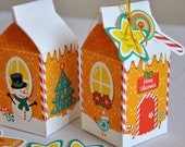 Christmas holiday gingerbread house milk carton treat gift box - Text Editable by you - pdf printable DIY craft INSTANT DOWNLOAD Il_170x135