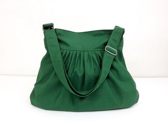 Cotton bag Canvas Bag Diaper bag Shoulder bag Hobo bag Tote bag Messenger bag Purse Pleated bag Green Forest Lily2