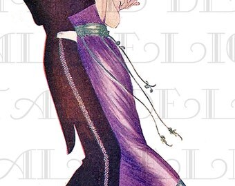 DANCING In The 1920s. Art Deco FLAPPER. Vintage illustration. DECO Digital Download.
