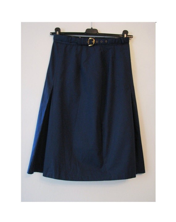 SALE 60s/70s Belted Navy Flared Pleated by YearsSinceYesterday
