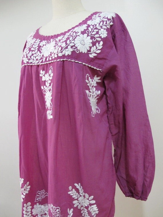 Mexican Embroidered Dress Cotton Long Sleeves