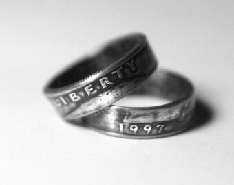 20th-1997 Coin Ring 20th Birthday Gift 20th Anniversary Gift Coin Jewelry made from a 1997 Quarter