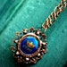 Royal Blue bottle cap necklace / Victorian bronze frame / chic / boho jewelry / dainty / royal chain