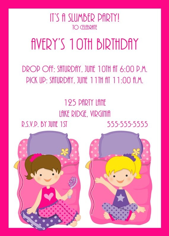 Printable Slumber Party Birthday Invitation Il_570xn