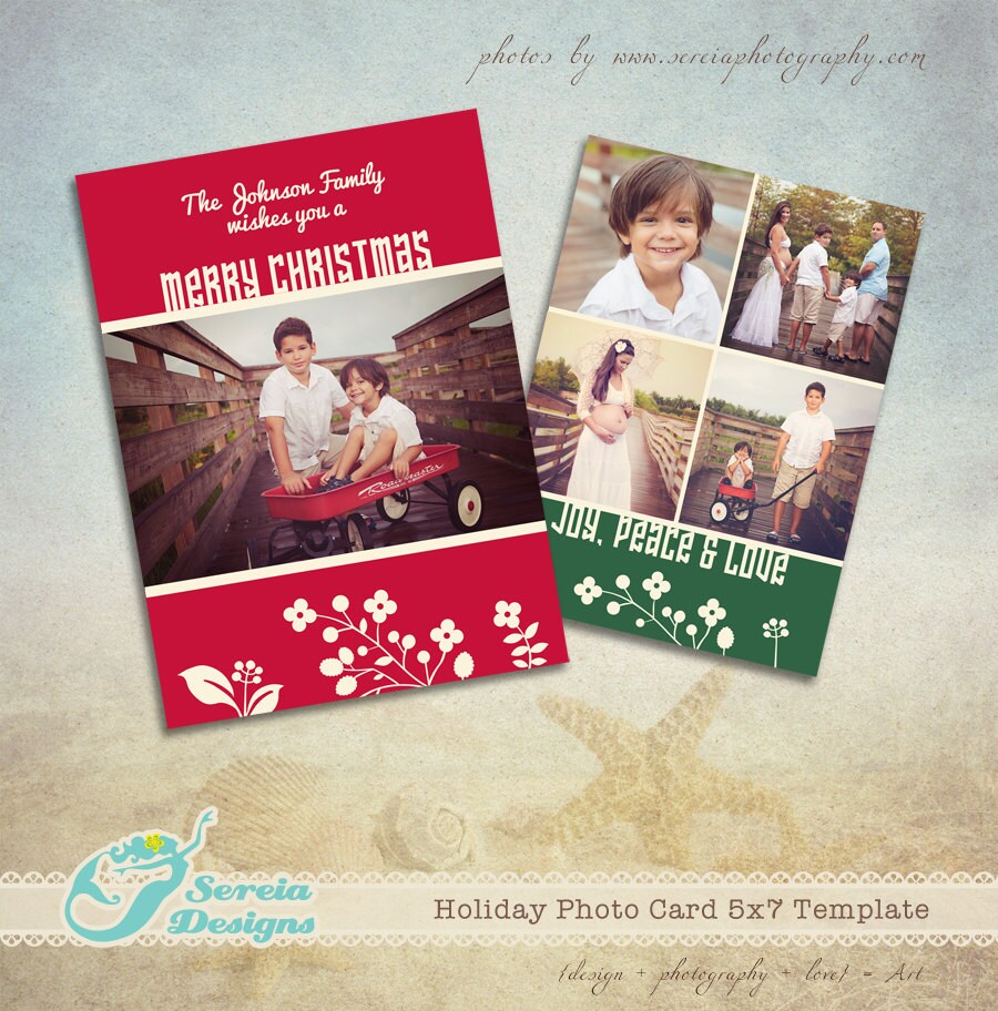 Christmas Card Photoshop Template PSD Christmas Wishes