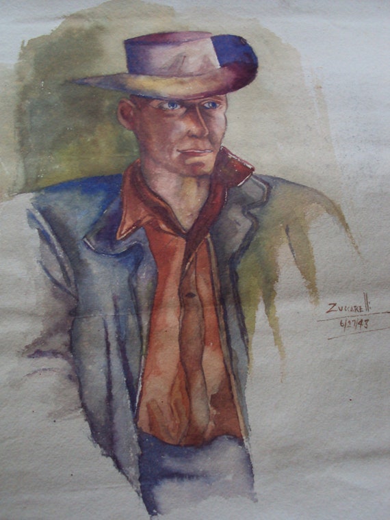 watercolor listed Artist Frank Zuccarelli Early stylized