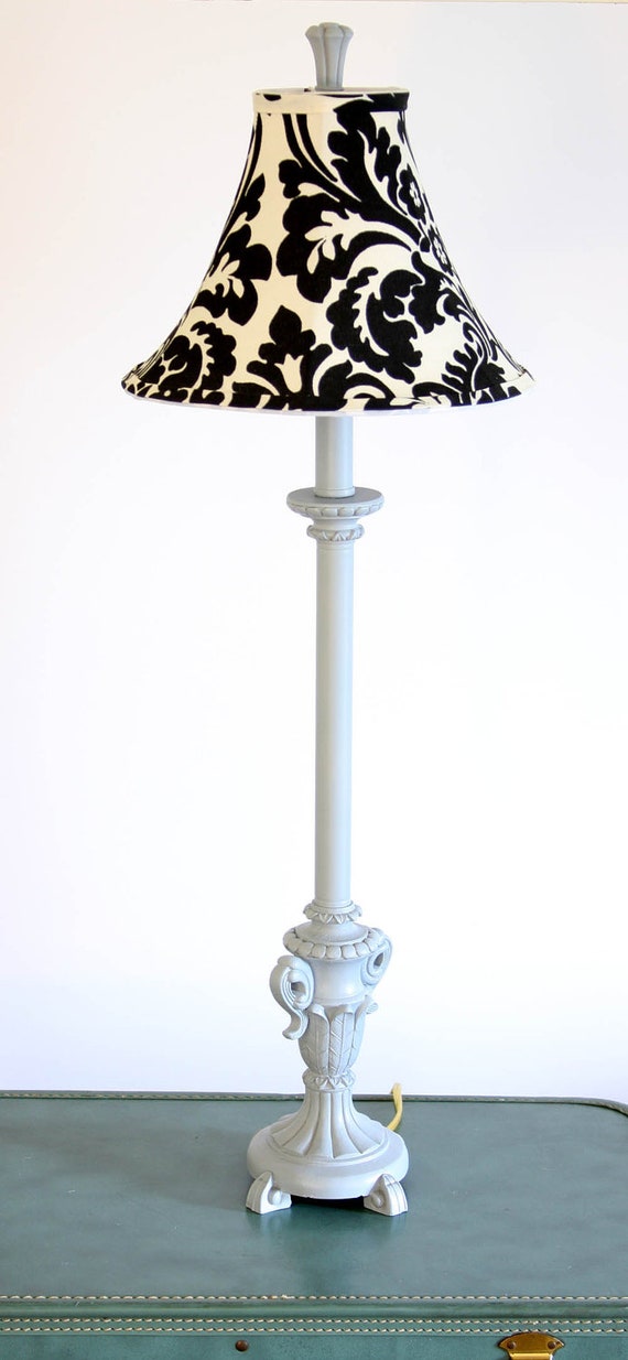 Black Damask Lamp Shade Upcycled Small Lampshade
