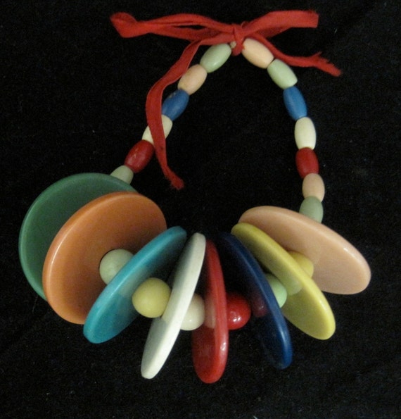 Vintage Bakelite Plastic Baby Rattle toy by CharlottsAntiques
