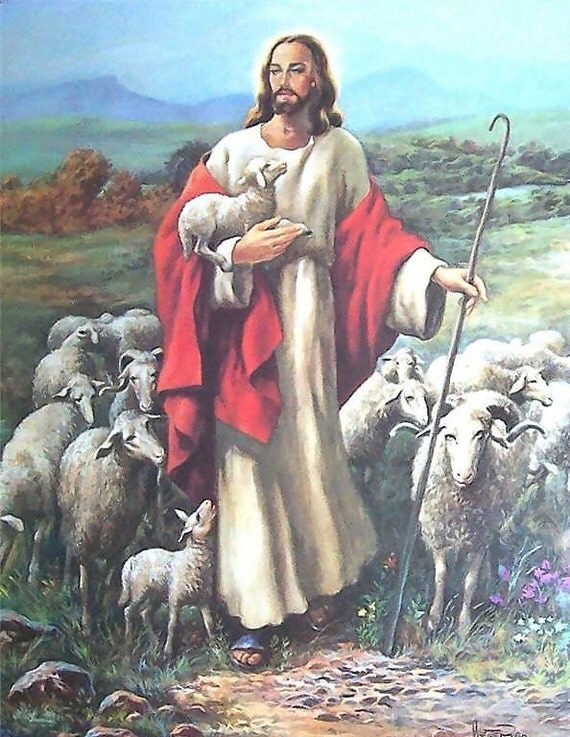 The Good Shepherd by Vicente Roso Framed Lithograph