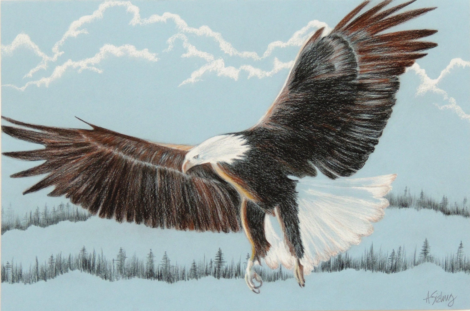 WINGS of an EAGLE An 11by14 original piece of artwork put to