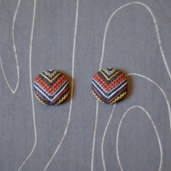 Items similar to Small Chevron cross stitch earrings on Etsy