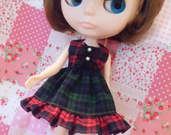 Blythe Outfit Red Green Checks Dress