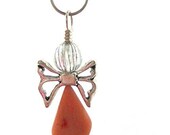 Butterfly Fairy. Coral Butterfly Zip Pull, Ornament or Rear View Mirror Charm