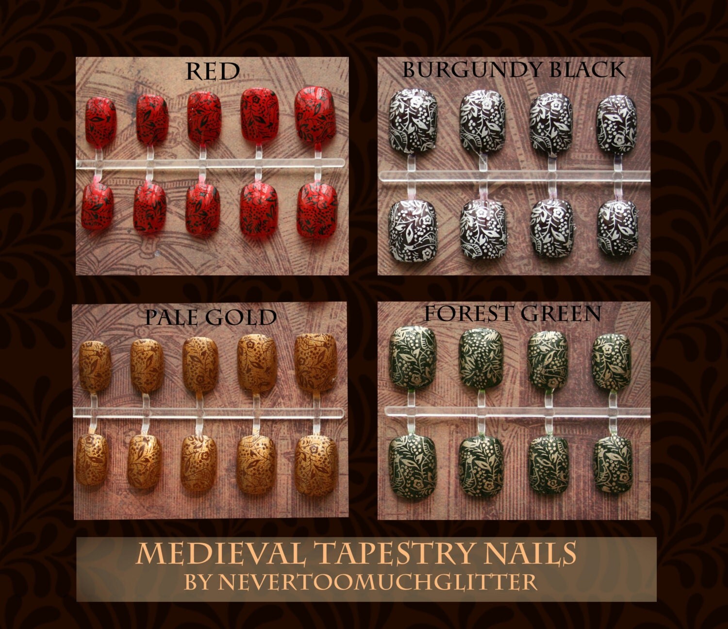 Ren Faire Nail Art. Medieval Tapestry Gothic Nail Art Choose