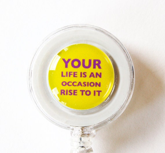 Items similar to ID Badge Holder, Humor, Retractable id, Badge clip, funny saying, yellow, life
