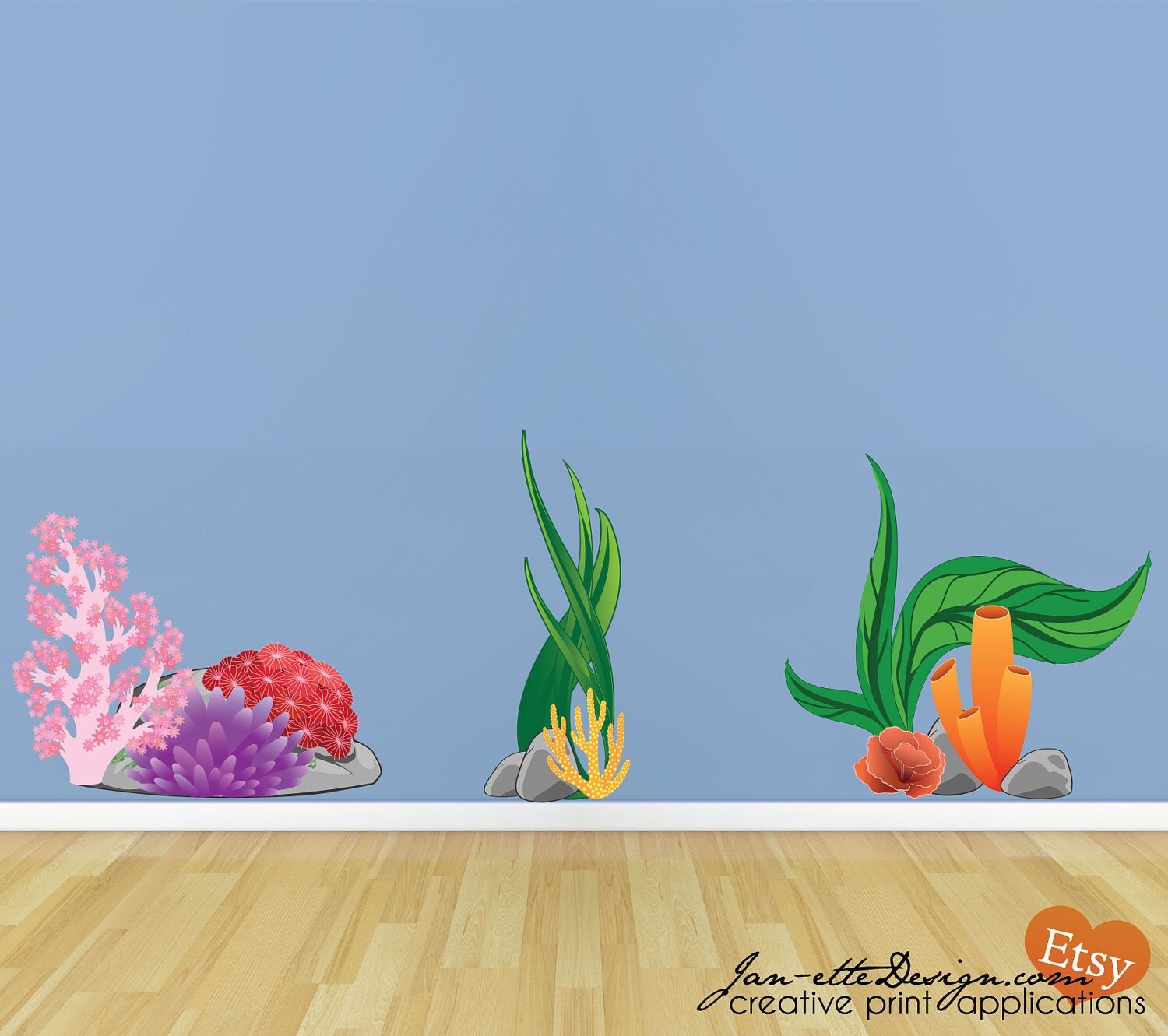Ocean Wall Decals Coral and Plant Fabric Wall Decals