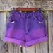 Purple studded high waisted shorts cut offs dip dye ombre bleached overdyed vintage Wrangler 26" waist