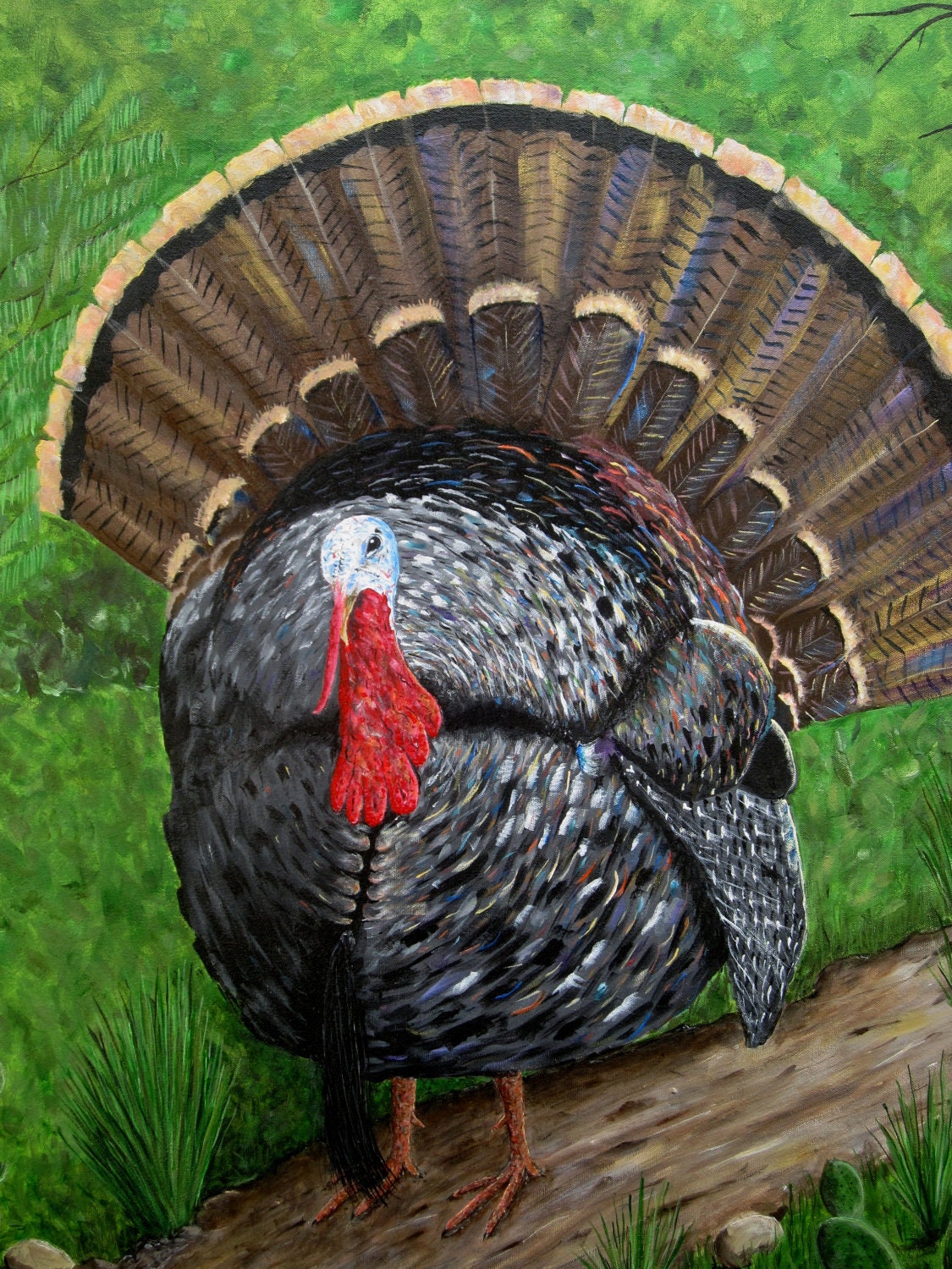 Turkey Painting on Canvas Wildlife Painting Thomas the Turkey