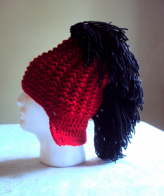 Mens Mohawk Hat Red and Black Roman Centurion Helmet Gladiator