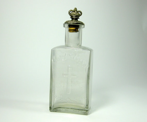 Antique Glass holy water bottle by GrannysThimble on Etsy