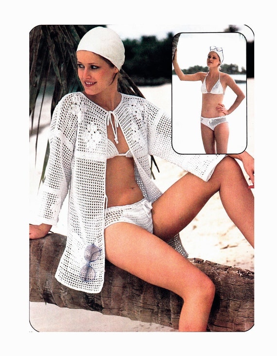 Items Similar To Vintage Crochet Bikini And Cover Up Pattern Pdf