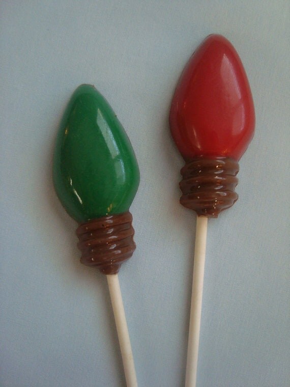12 Milk Chocolate Christmas Light Bulb Lollipops Holiday Table Setting