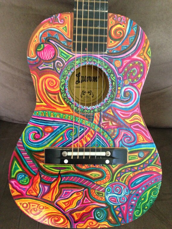 Hand Painted Kids Guitar by jennylisa on Etsy