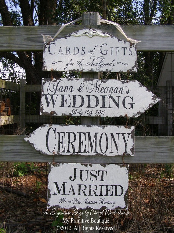 Vintage Wedding Sign Package. 4 Signs. Wedding Sign. Wedding