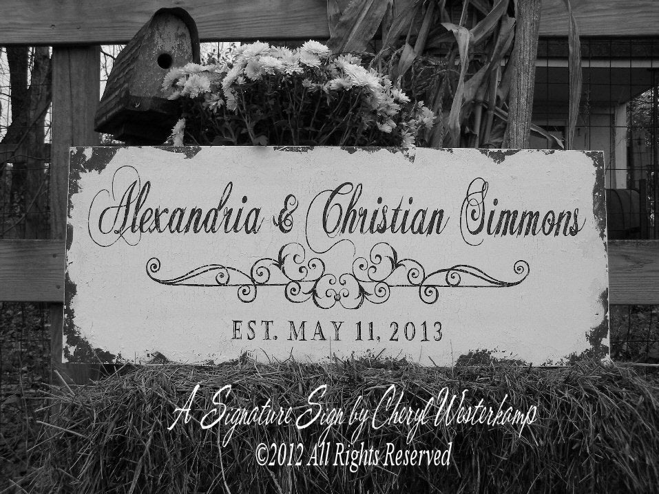 ESTABLISHED NAME SIGN Wedding Sign Vintage Inspired