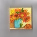 Orange and Red Sunflowers in Canning Jar Original mini painting on Canvas with Easel, Fall decoration