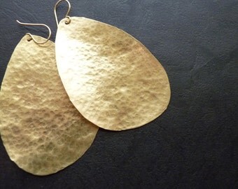 Large Hammered Gold Earrings (brass)