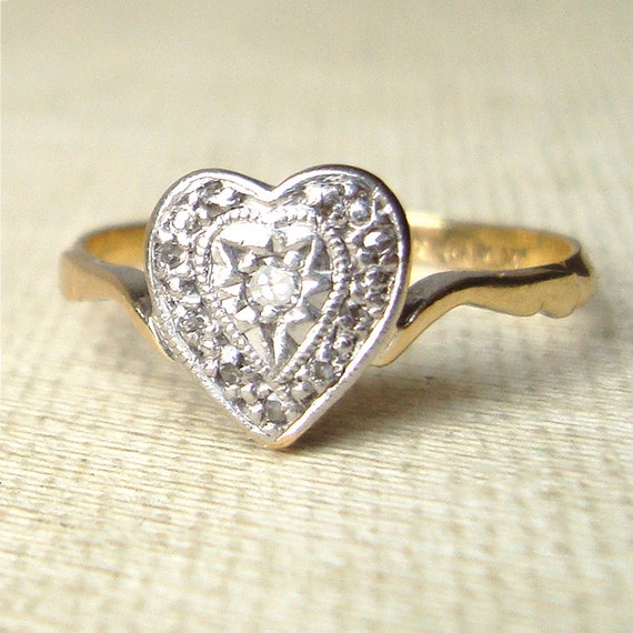 Vintage Heart Diamond Ring 1