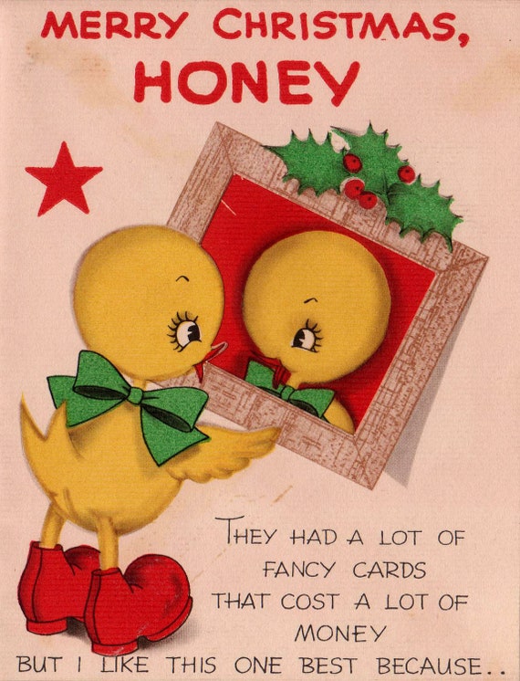 1940 Merry Christmas Honey Vintage Greetings by poshtottydesignz