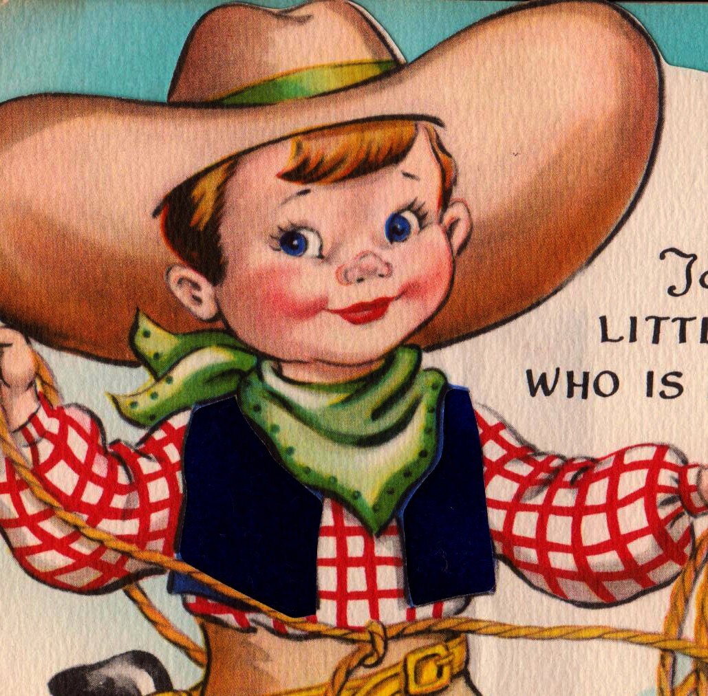 1950s Vintage To A Little Boy Who Is Ill Cowboy Greetings Card