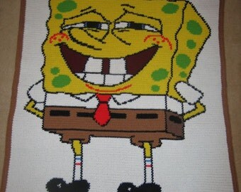 SpongeBob - Hand Made Crocheted Afghan - BRAND NEW