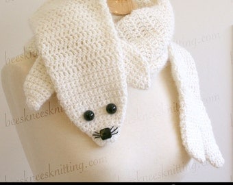 Digital PDF Crochet Pattern for Seal Pup Scarf - DIY Fashion Tutorial - Instant Download - ENGLISH only