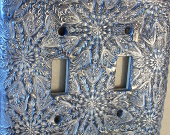 ON SALE Was 17.90: Pearled Snowflakes double toggle light switch cover