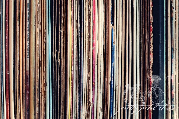 Abstract Fine Art Photograph Vintage Records Stacked Row